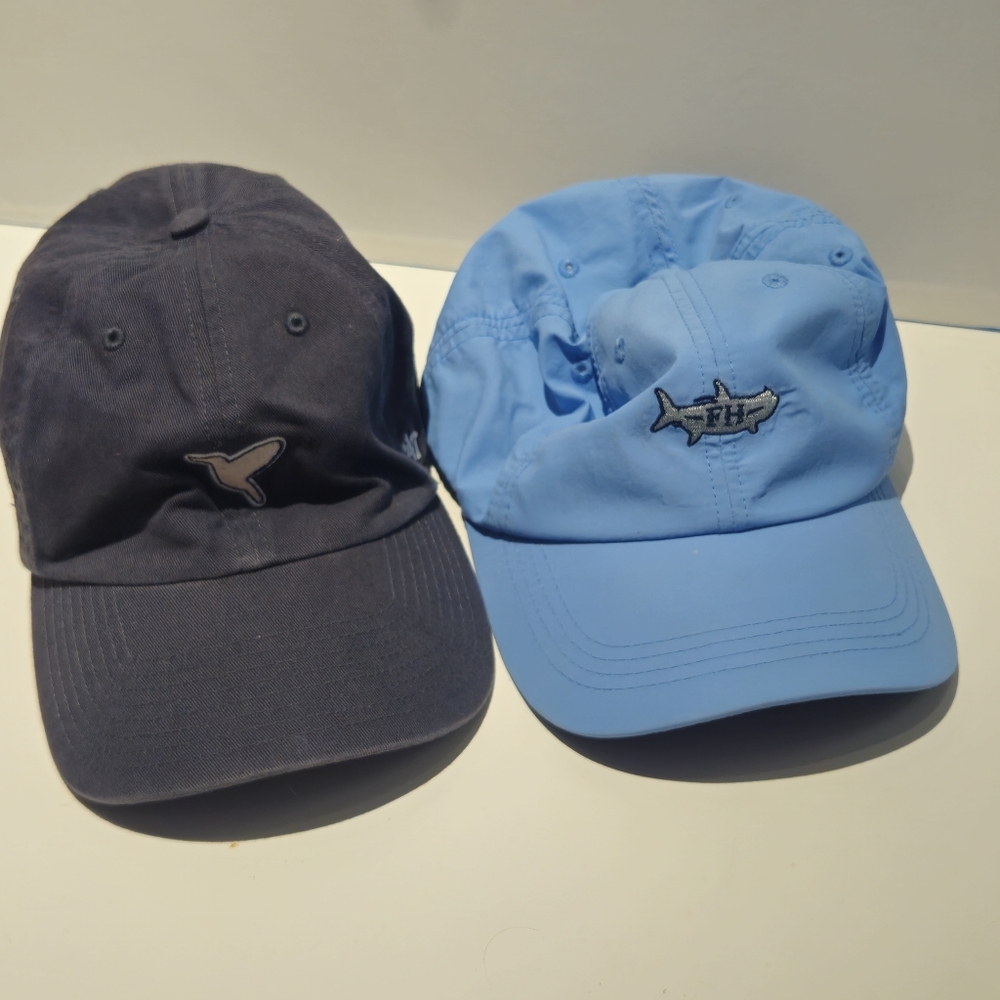 Lot of 2 Hats - Fish Hippie and Free the Bird Good Condition Blue Unisex